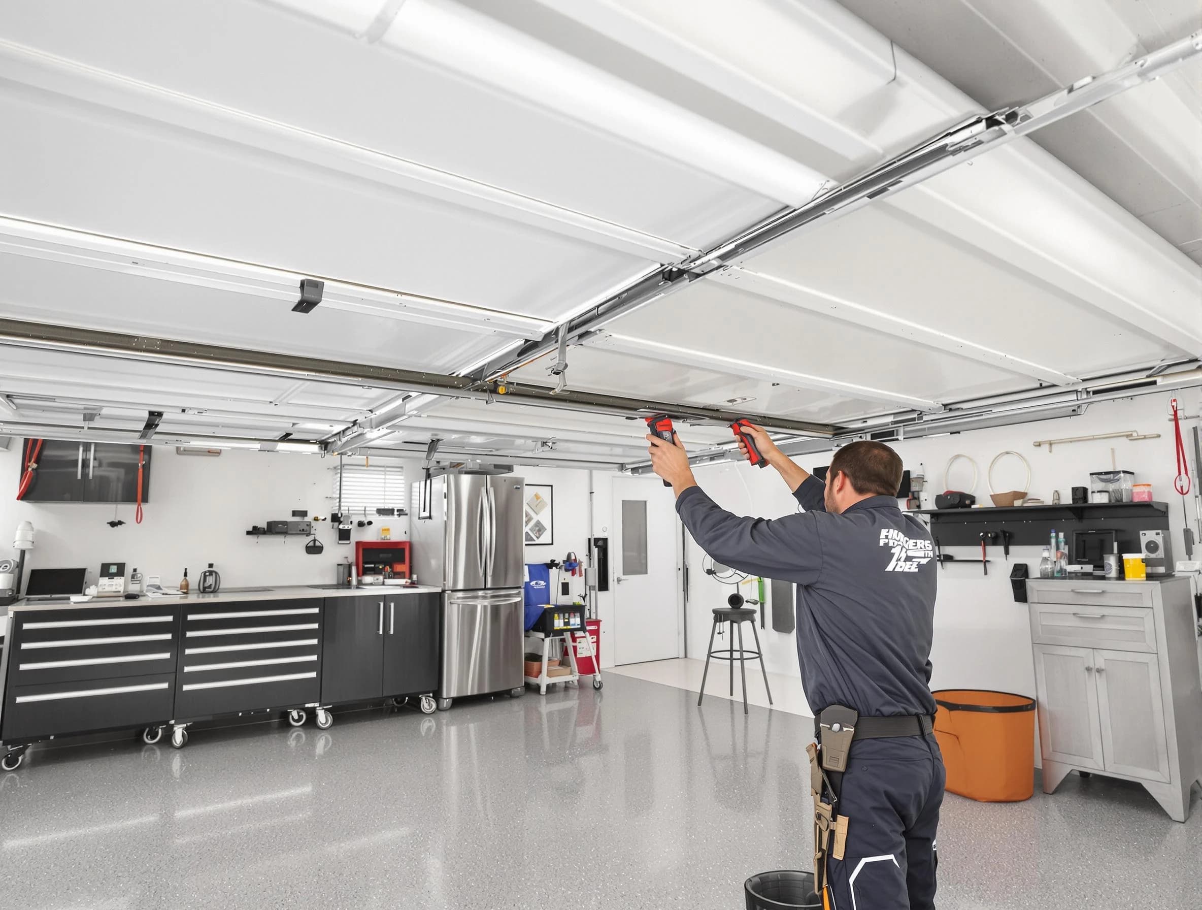 Overhead garage door repair service by Noble Garage Door Repair in Noble