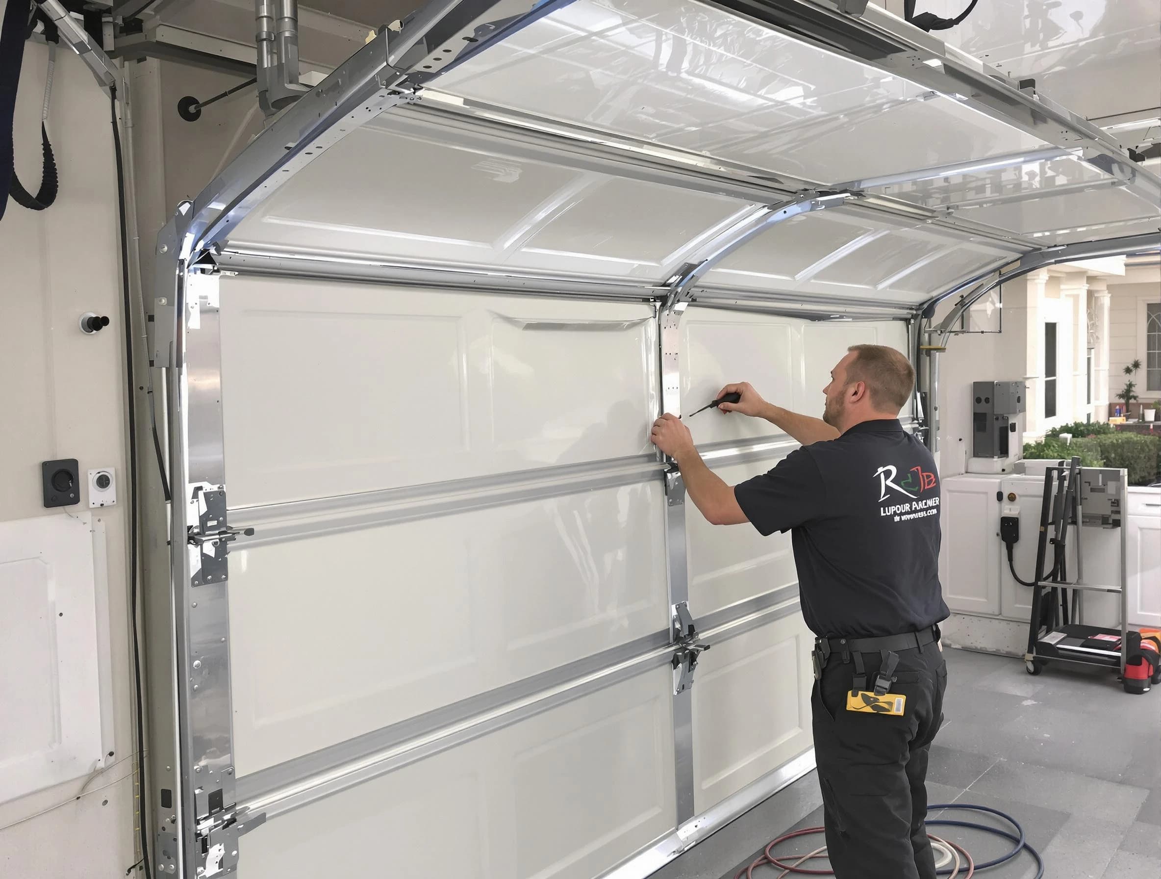 Noble Garage Door Repair professional performing panel repair in Noble