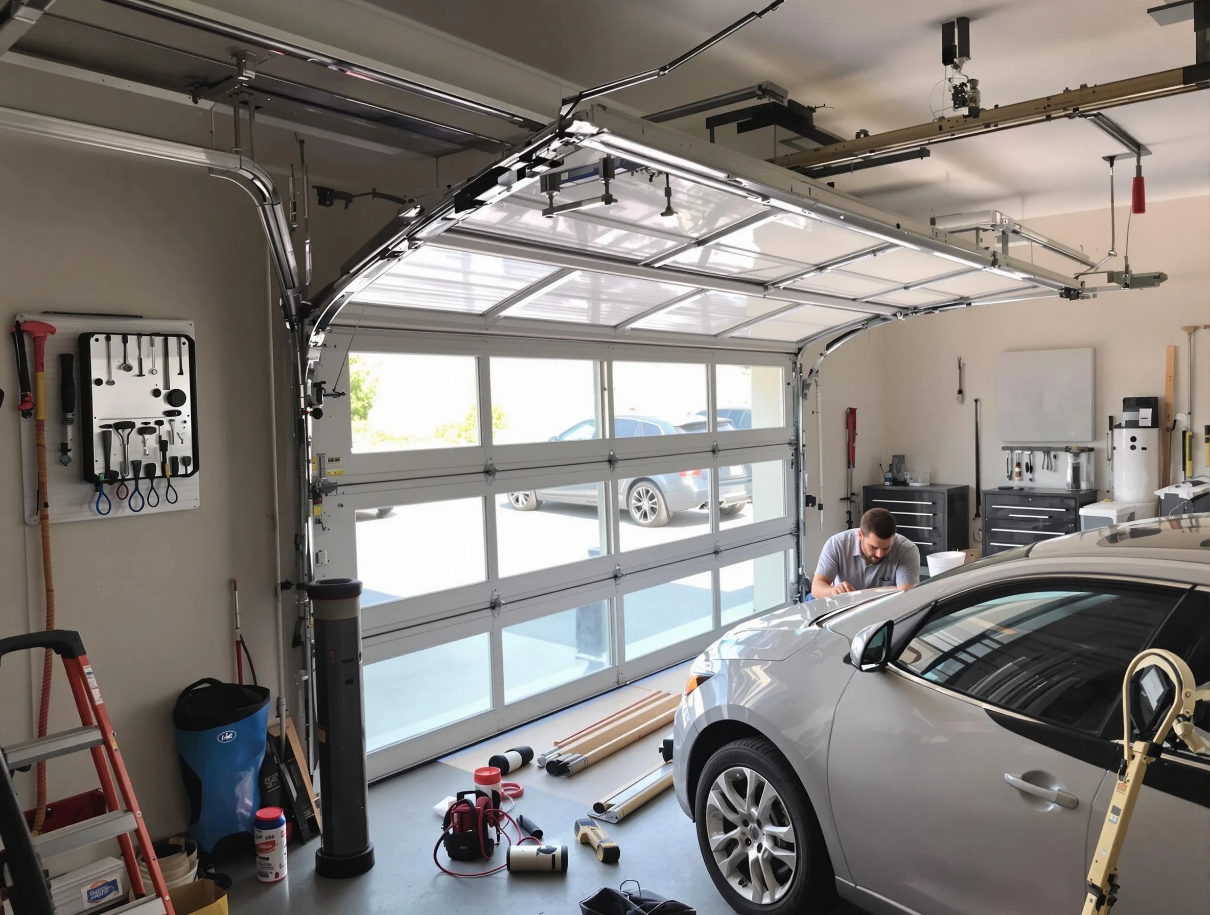 Garage door noise reduction service by Noble Garage Door Repair in Noble